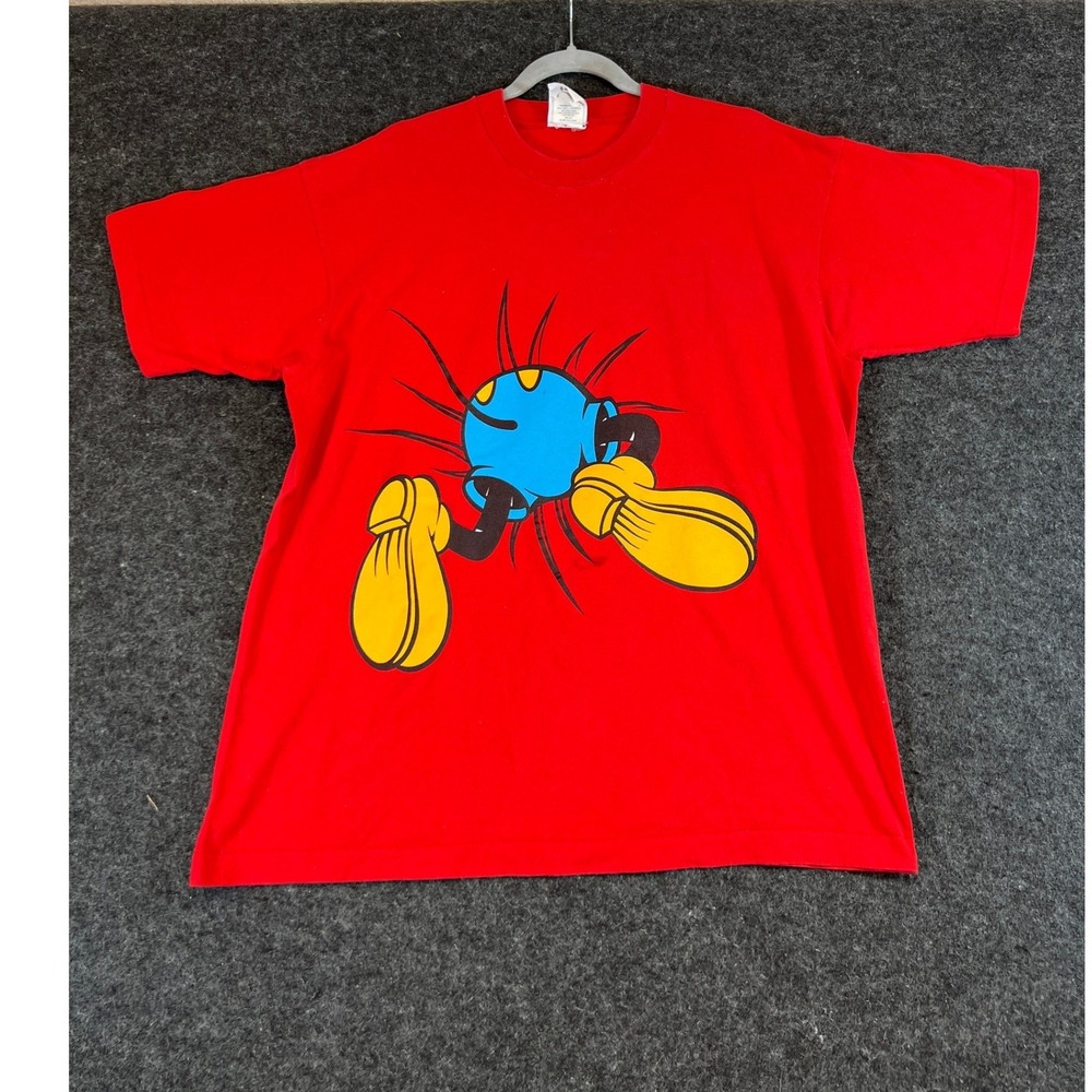 Vintage 90s Mickey & Co Disney T-Shirt Red Mens USA One Size Fits All 74573